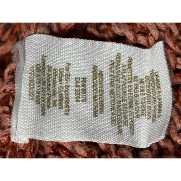 Free People Cable Knit Sweater Womens Size L Orange V-Neck Long Sleeves Bohemian - Picture 5 of 7